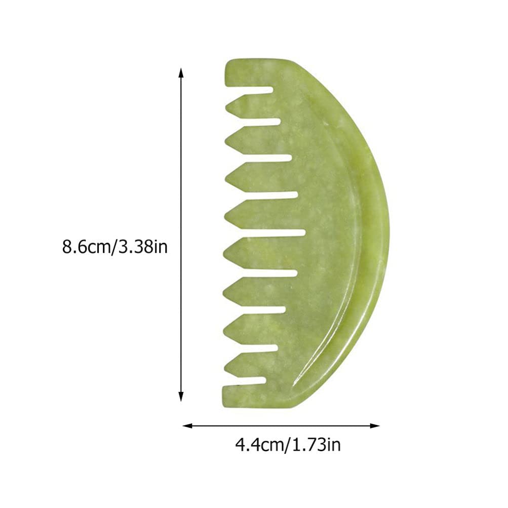 Minkissy Wide Tooth Jade Hair Comb for Curly & Thick Hair - Detangling Styling Brush for Home & Salon Use - Natural Green Jade Comb for Gentle Hair Care (Perfect for Daily Styling, Travel & Gift Giving)