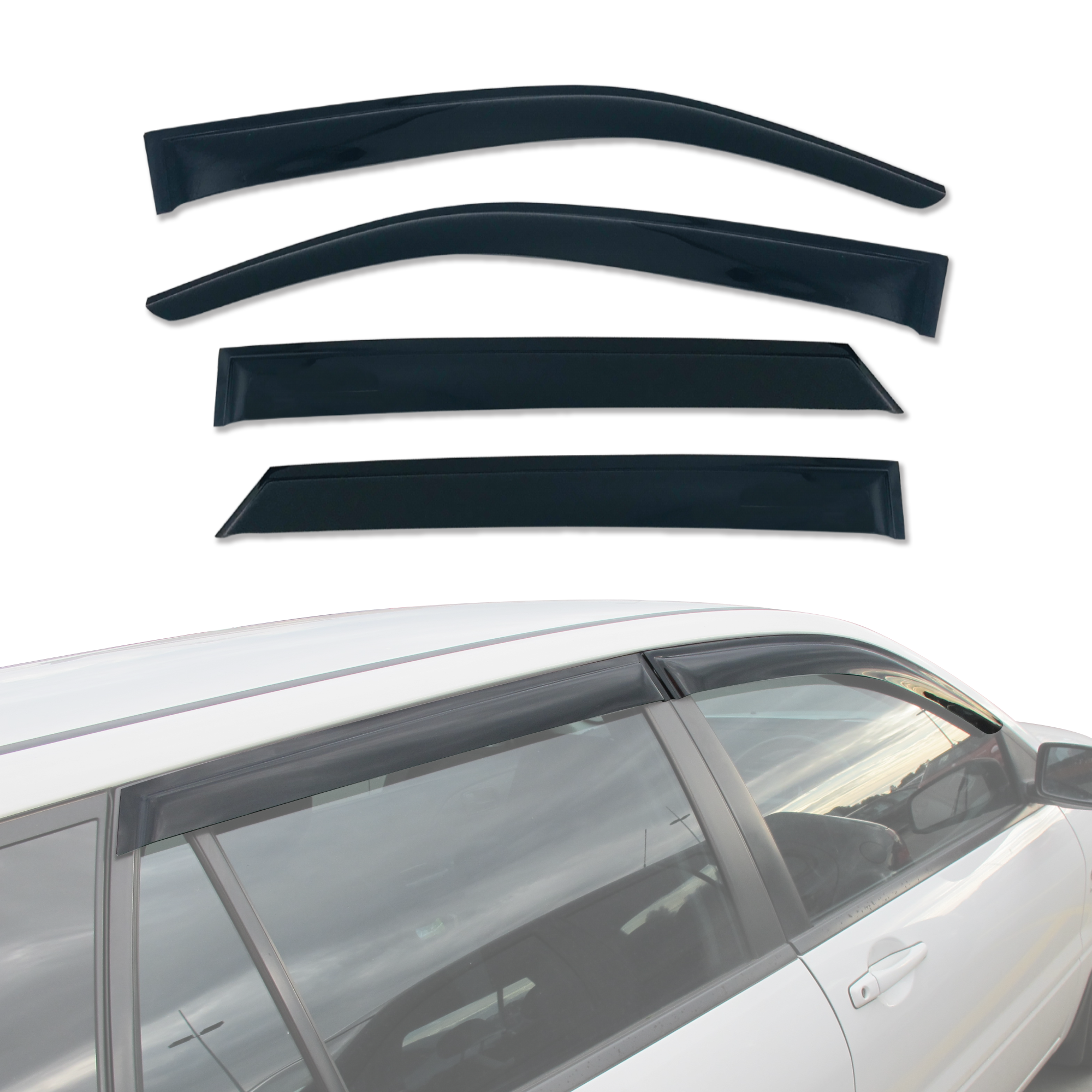 2003-2007 Mitsubishi Lancer Wagon Weather Shields - Car Window Rain Guards & Wind Deflectors for All-Weather Protection - Perfect for Rainy Days & Highway Driving