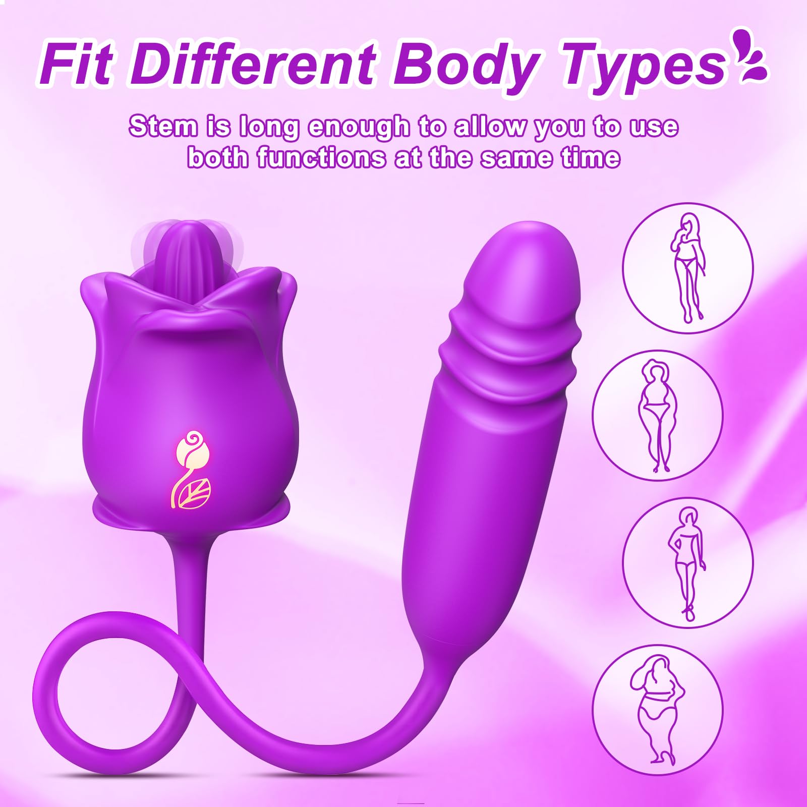 Premium Rose Sex Toy for Women - 3-in-1 G-Spot Vibrator with 9 Tongue Licking Modes, Thrusting Dildo & Clitoral Stimulator - Adult Sex Toys for Couples, Anal Play & Nipple Stimulation - Perfect for Romantic Nights & Solo Pleasure