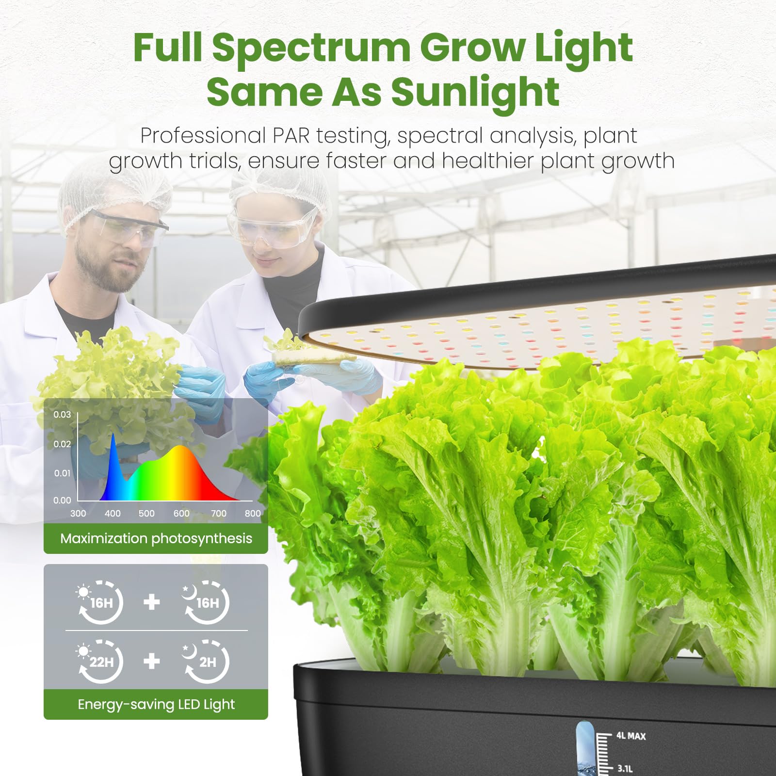 12 Pod Indoor Hydroponic Garden System with LED Grow Light - Adjustable Height up to 10.8