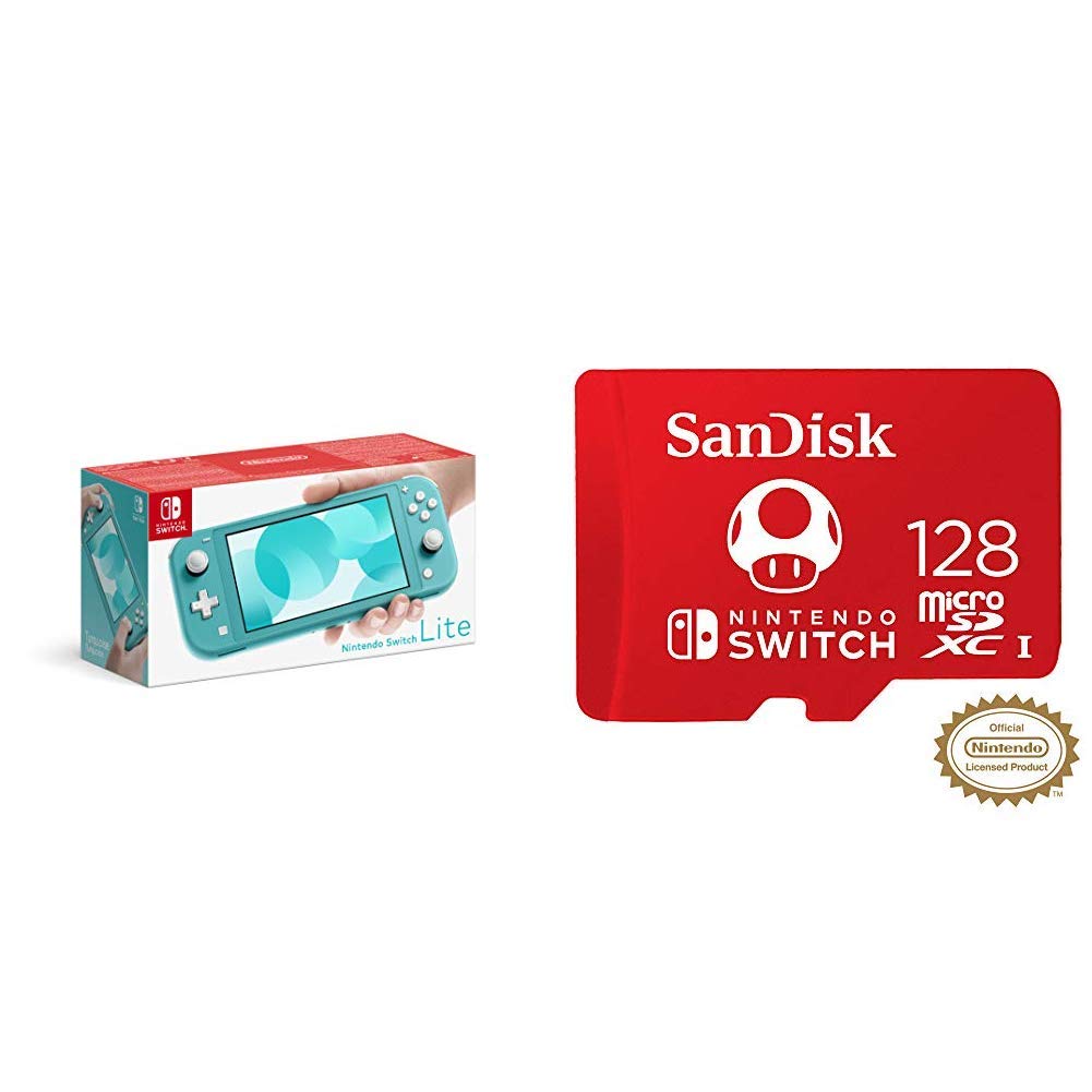 Nintendo Switch Lite - Turquoise Portable Gaming Console with SanDisk 128GB MicroSDXC Card | Expandable Storage for Switch Games | Perfect for Travel, Commuting & Home Entertainment