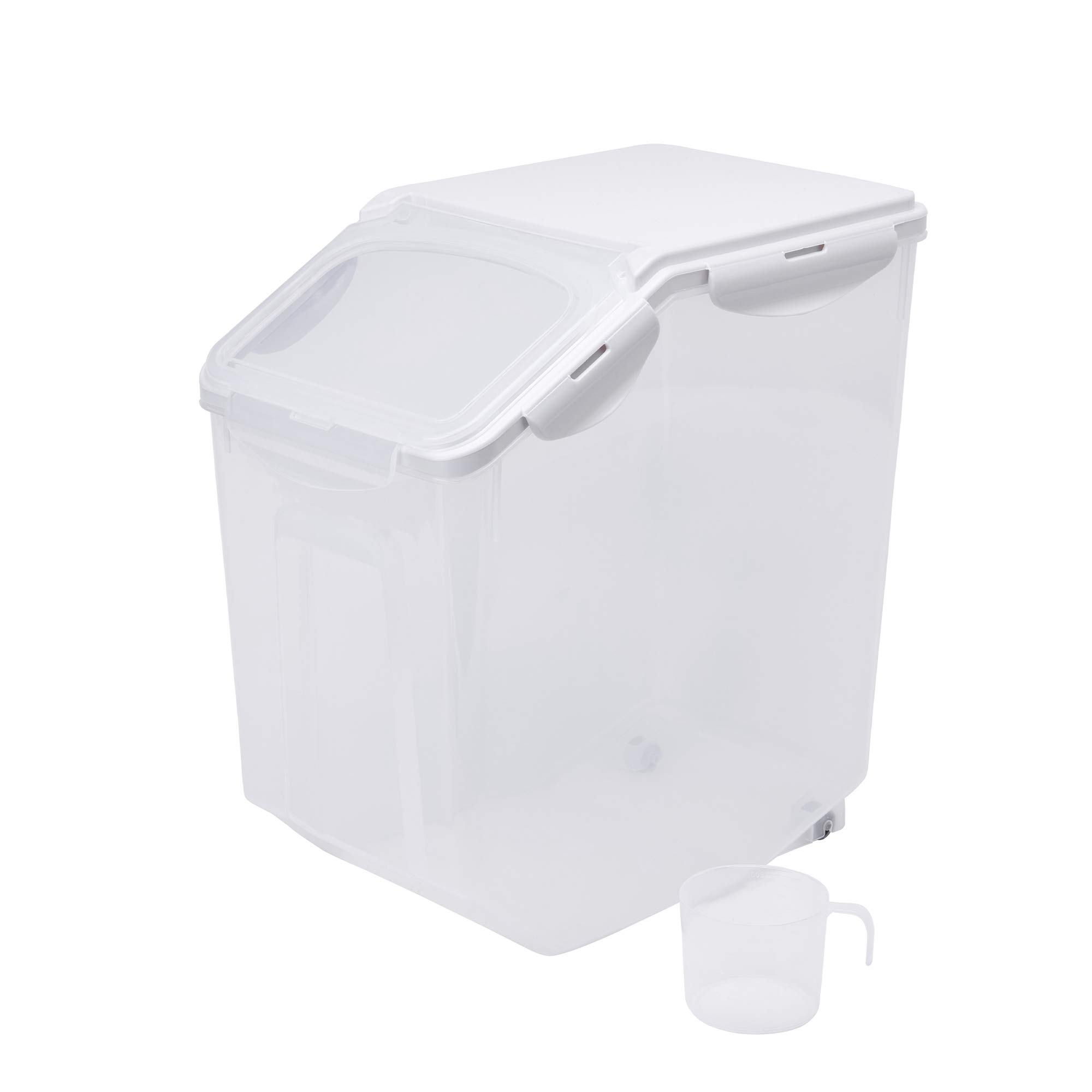 HANAMYA 15 Liter / 30 lbs Airtight Rice Storage Container with Measuring Cup - BPA Free Food Grade Plastic for Rice, Grains, Pet Food & Flour - Clear Kitchen & Pantry Organization Solution (1 Count) - Perfect for Bulk Food Storage, Meal Prep & Long-Term Preservation