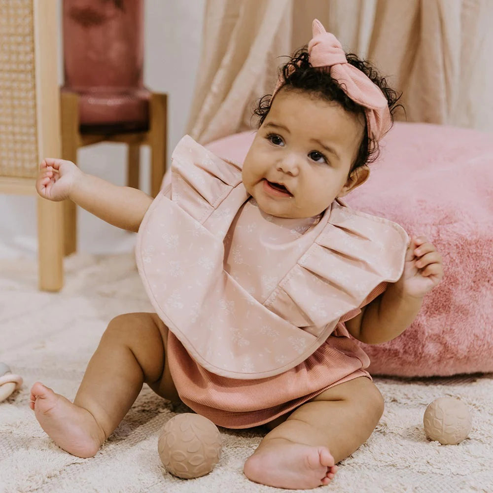 Snuggle Hunny Waterproof Frill Snuggle Bib for Babies - Dusty Rose | Soft & Absorbent Drool Bibs for Infants & Toddlers | Perfect for Feeding, Teething, and Everyday Use