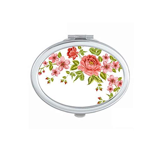 DIYthinker Red Roses Pattern Portable Folding Mirror - Double-Sided Handheld Makeup Mirror for Travel, Home, and Vanity Use