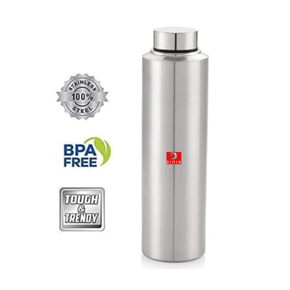 Dinix 1L (1000ml) Stainless Steel Water Bottle - Insulated, Leakproof & BPA-Free | Perfect for Gym, School, Travel & Outdoor Activities | Keeps Drinks Cold 24Hrs/Hot 12Hrs | Pack of 1