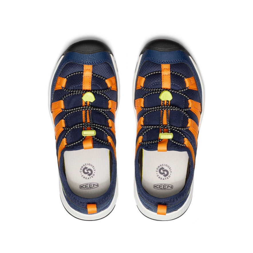 Motozoa Big Kids' Sneakers - Navy Blue & Bright Marigold Color | Comfortable Athletic Shoes for School, Running, and Outdoor Play