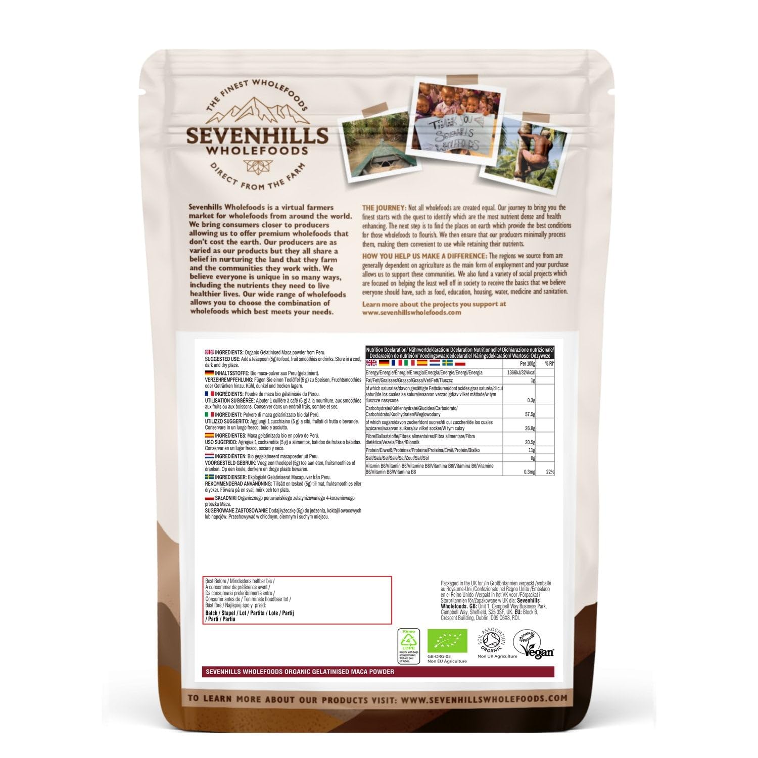 Organic Gelatinized Maca Powder 1kg by Sevenhills Wholefoods - Premium Superfood for Energy, Hormone Balance & Stress Relief - Perfect for Smoothies, Baking & Wellness Drinks