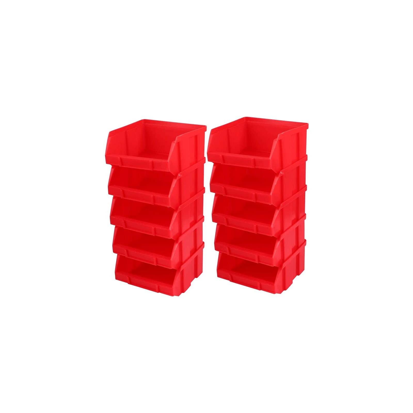 KKJJ 10-Pack Plastic Storage Boxes - Small Component Organizer Boxes, Stackable Jewelry & Craft Supply Containers (Red) - Perfect for Beads, Buttons, Office & DIY Craft Organization