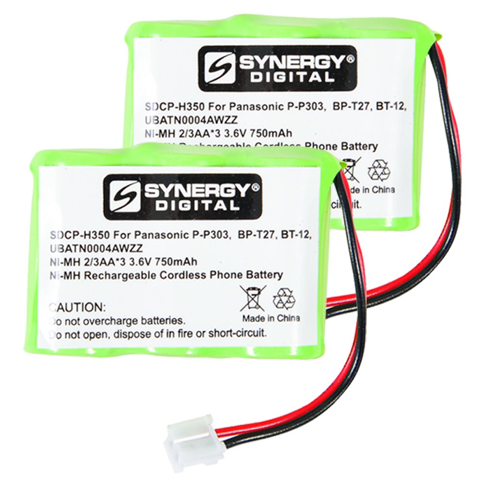 Synergy Digital Cordless Phone Batteries - 2 Pack Ni-MH 3.6V 750mAh Replacement for AT&T E1814 Cordless Phone | Ultra High Capacity | Perfect for Home & Office Communication