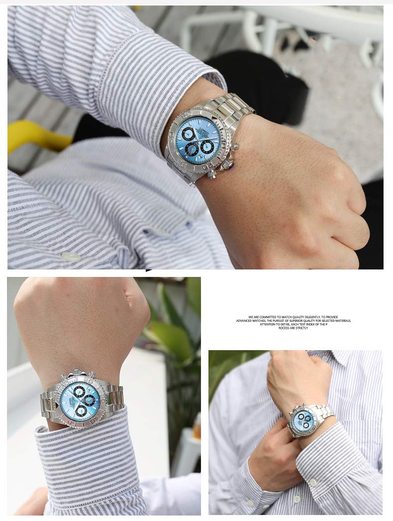 LOREO Men's Automatic Watch - Stainless Steel, Sapphire Glass, Ceramic Bezel, Date Display, Waterproof Military Dive Watch for Men | Perfect for Swimming, Diving & Everyday Wear