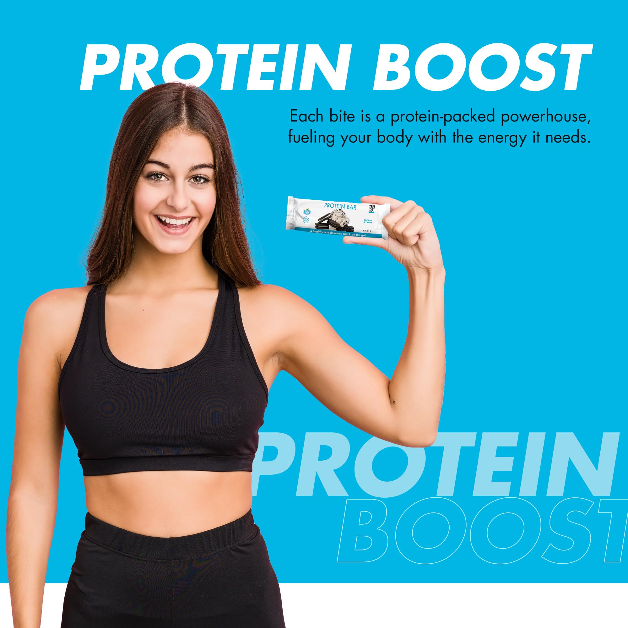 Yes You Can! High Protein Bars - Box of 7 | Delicious Protein Snacks for Family, Healthy On-the-Go Nutrition | Perfect for Workouts, Hiking & School Lunch (Cookies & Cream Flavor)