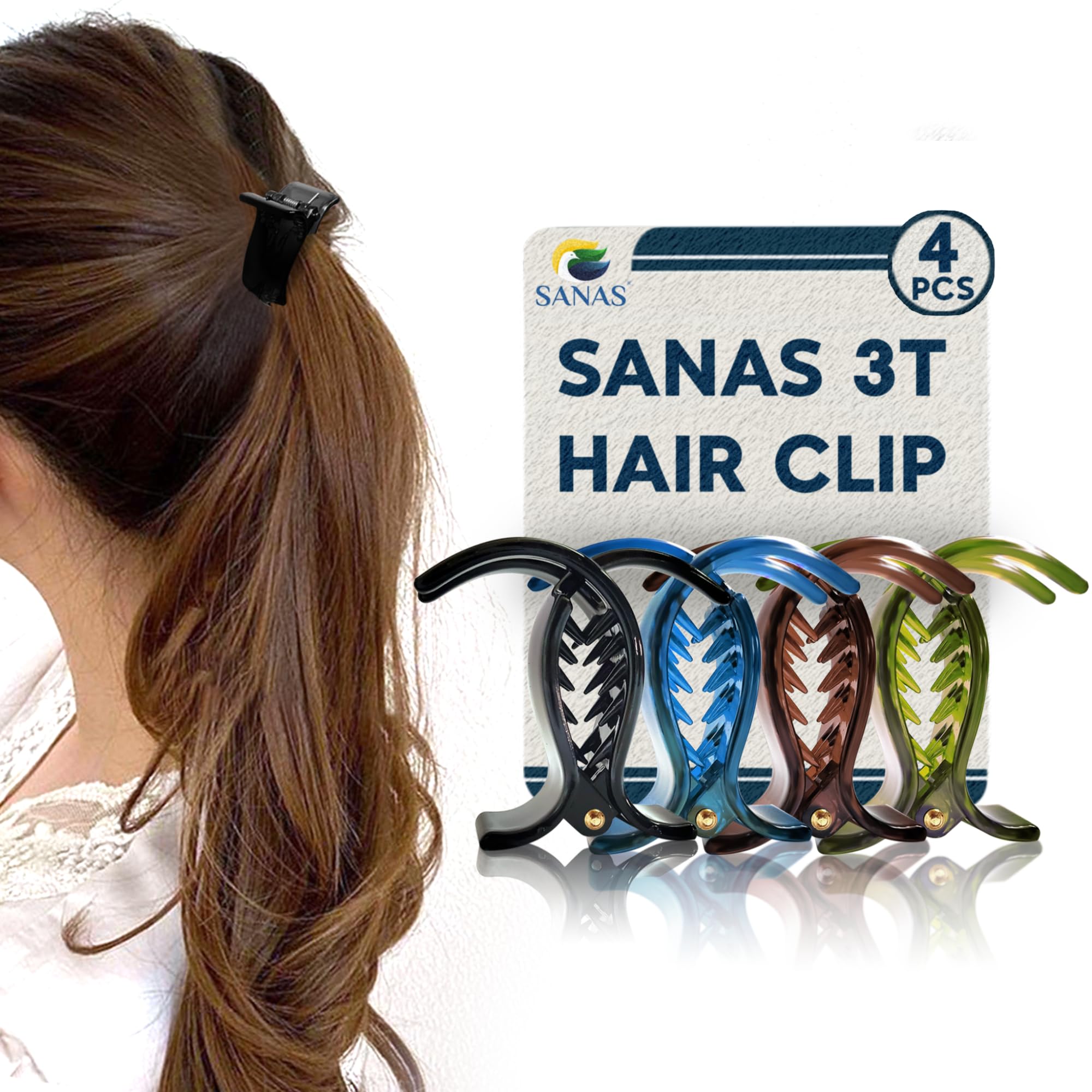 4-Piece Fish Hair Clips for Women & Girls - Small 3-Prong Hair Clutchers in Multicolor (Random Colors) - Perfect for School, Parties & Everyday Hairstyles