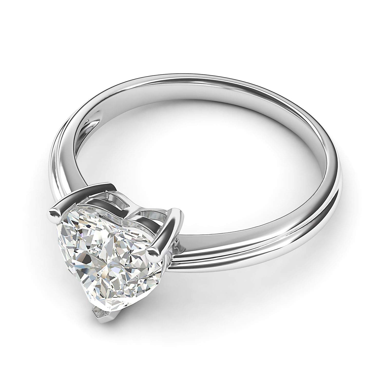 10K White Gold Heart-Shaped Simulated Diamond Engagement Ring for Women - Elegant Promise Bridal Ring with Raised Shank, Perfect for Proposals, Anniversaries & Romantic Occasions