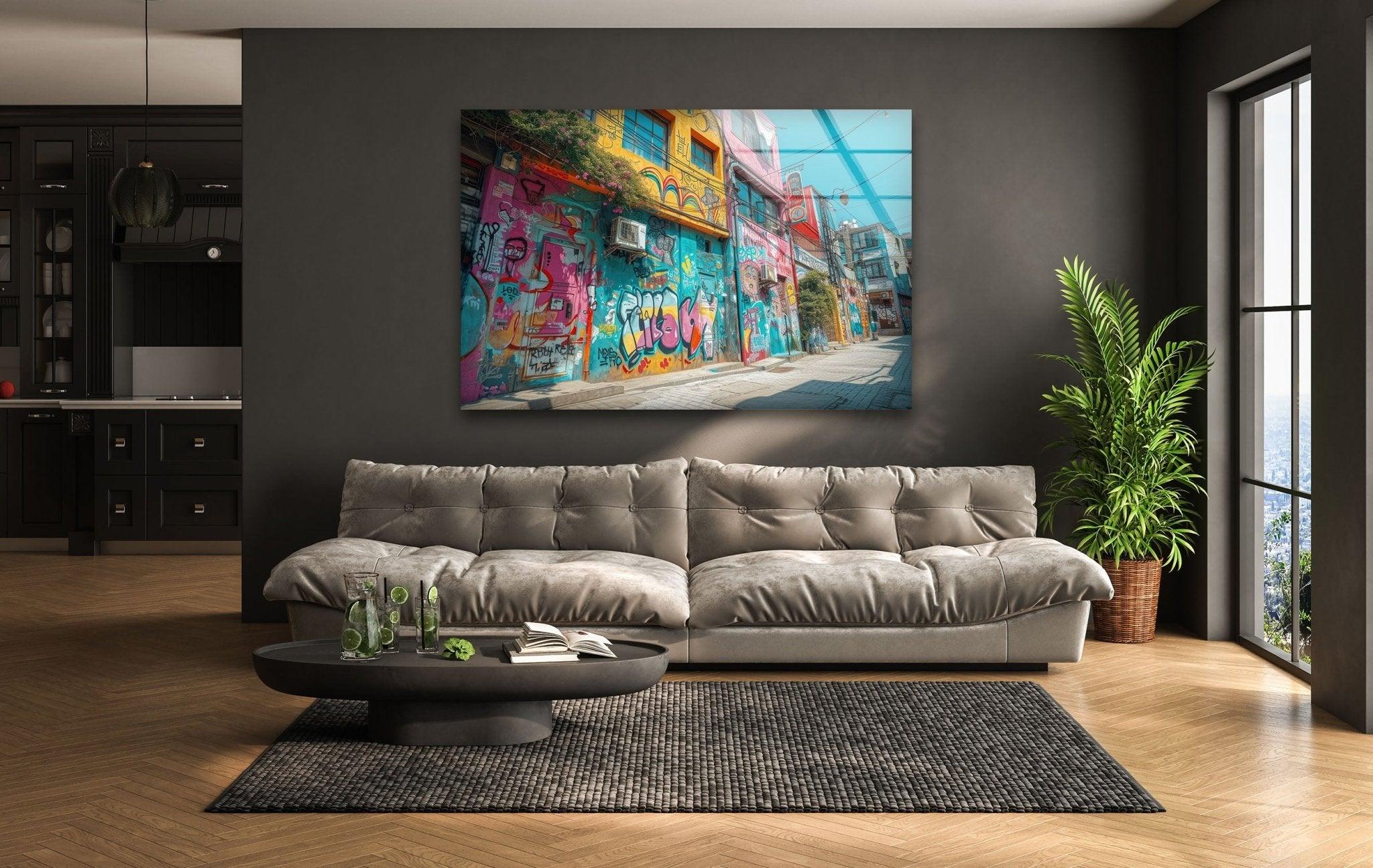 Banksy Graffiti Glass Wall Art - Modern Urban Street Art Decor for Living Room, Bedroom & Office - Unique Gift for Art Lovers