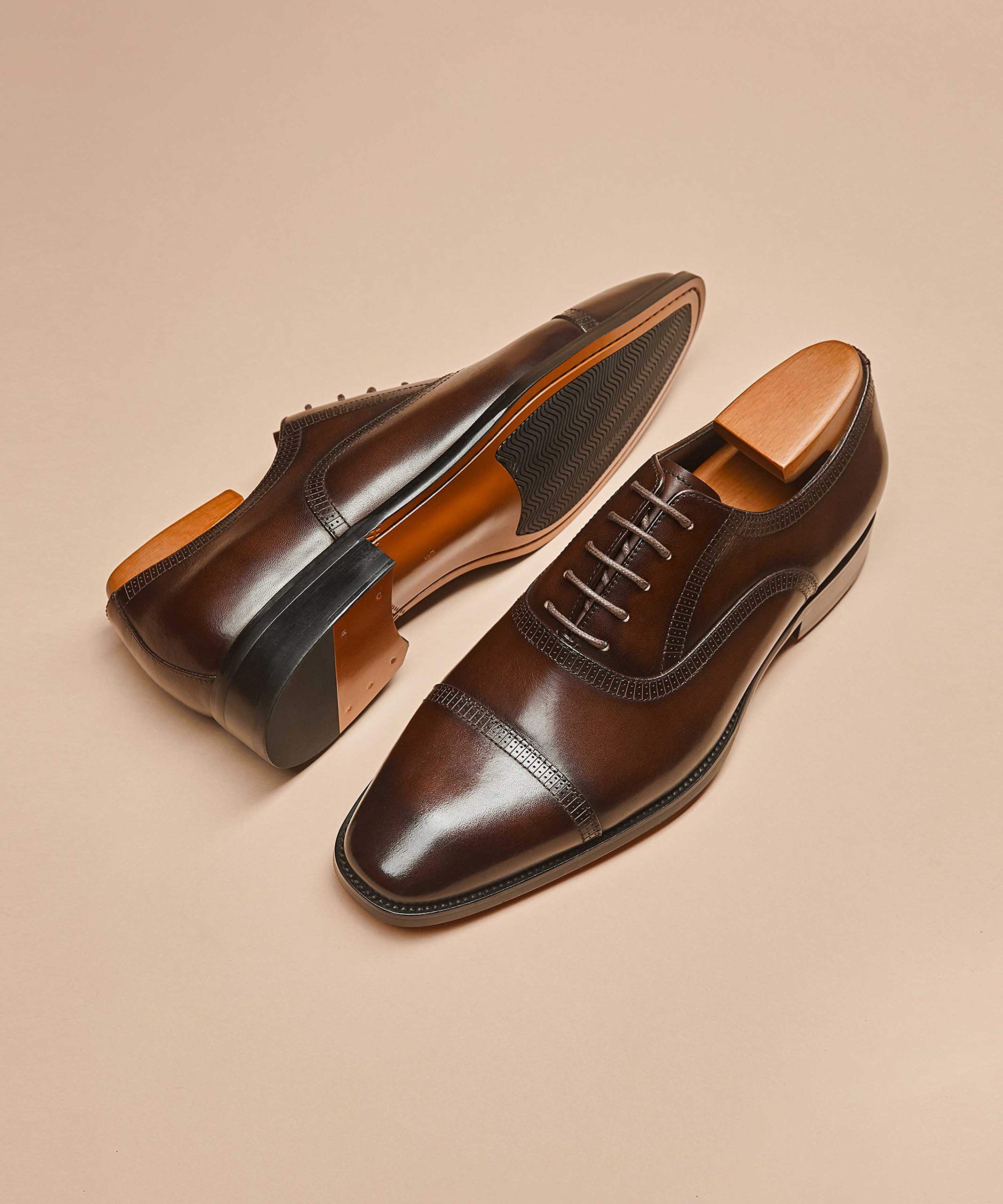Men's Formal Oxford Leather Wingtip Dress Shoes - Classic Lace Up Business & Wedding Shoes for Professional & Special Occasions