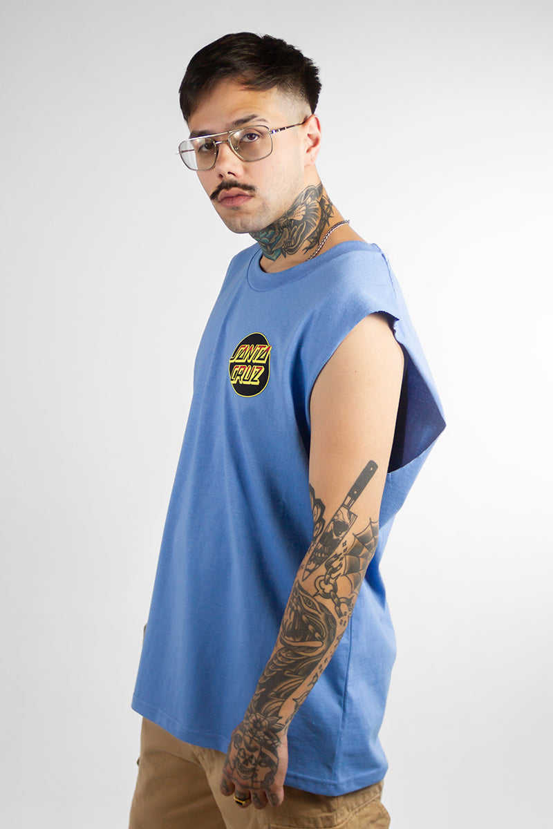 Santa Cruz Wolf Graphic Muscle Tee - Men's Regular Fit T-Shirt in Celeste Blue | Casual Streetwear & Skate Style for Everyday Wear