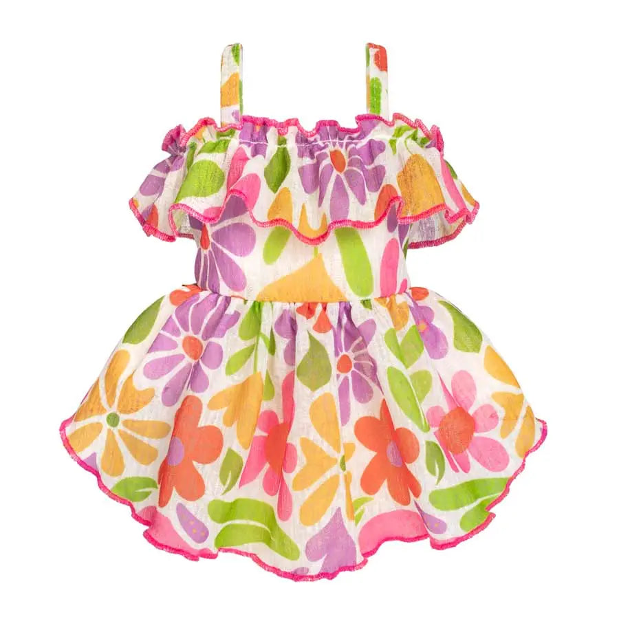 Vibrant Floral Dog Dress - Cute & Comfortable Pet Apparel for Small to Medium Dogs - Perfect for Parties, Photos & Daily Walks