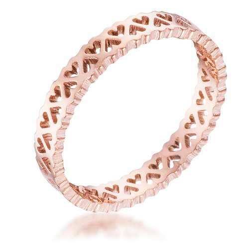 Elegant Stainless Steel Rose Gold-Tone Eternity Heart Ring for Women | Romantic Jewelry Gift for Anniversary, Valentine's Day & Special Occasions