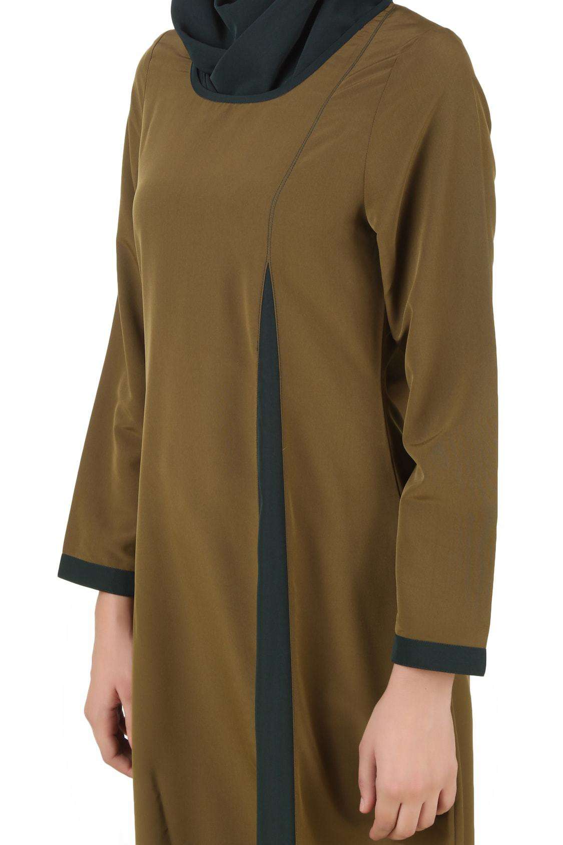 Elegant Olive & Dark Green Kashibo Abaya - Modest Muslim Dress for Women - Perfect for Prayer, Eid, and Special Occasions