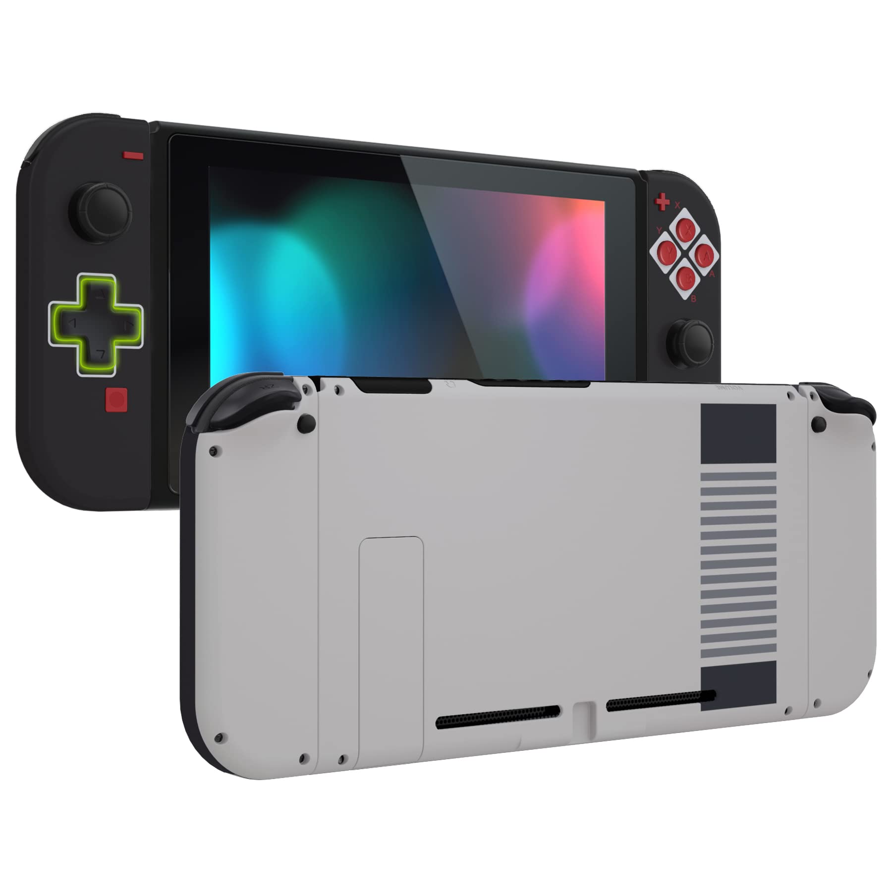 eXtremeRate Soft Touch Custom Shell & Button Set for Nintendo Switch - Dpad Version, Classic NES Style Replacement Back Plate & Joycon Housing | Perfect for Gaming Enthusiasts & Retro Console Lovers