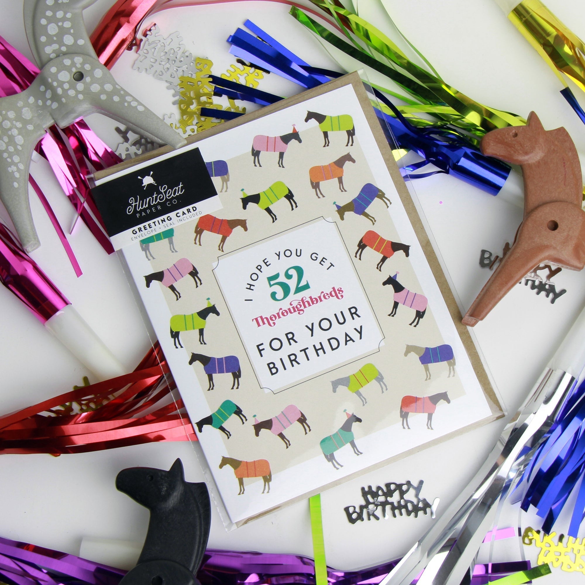 52 Thoroughbreds Birthday Card - Elegant Horse Lover Greeting Card for Birthdays, Anniversaries & Special Occasions - Perfect for Equestrian Enthusiasts & Horse Racing Fans