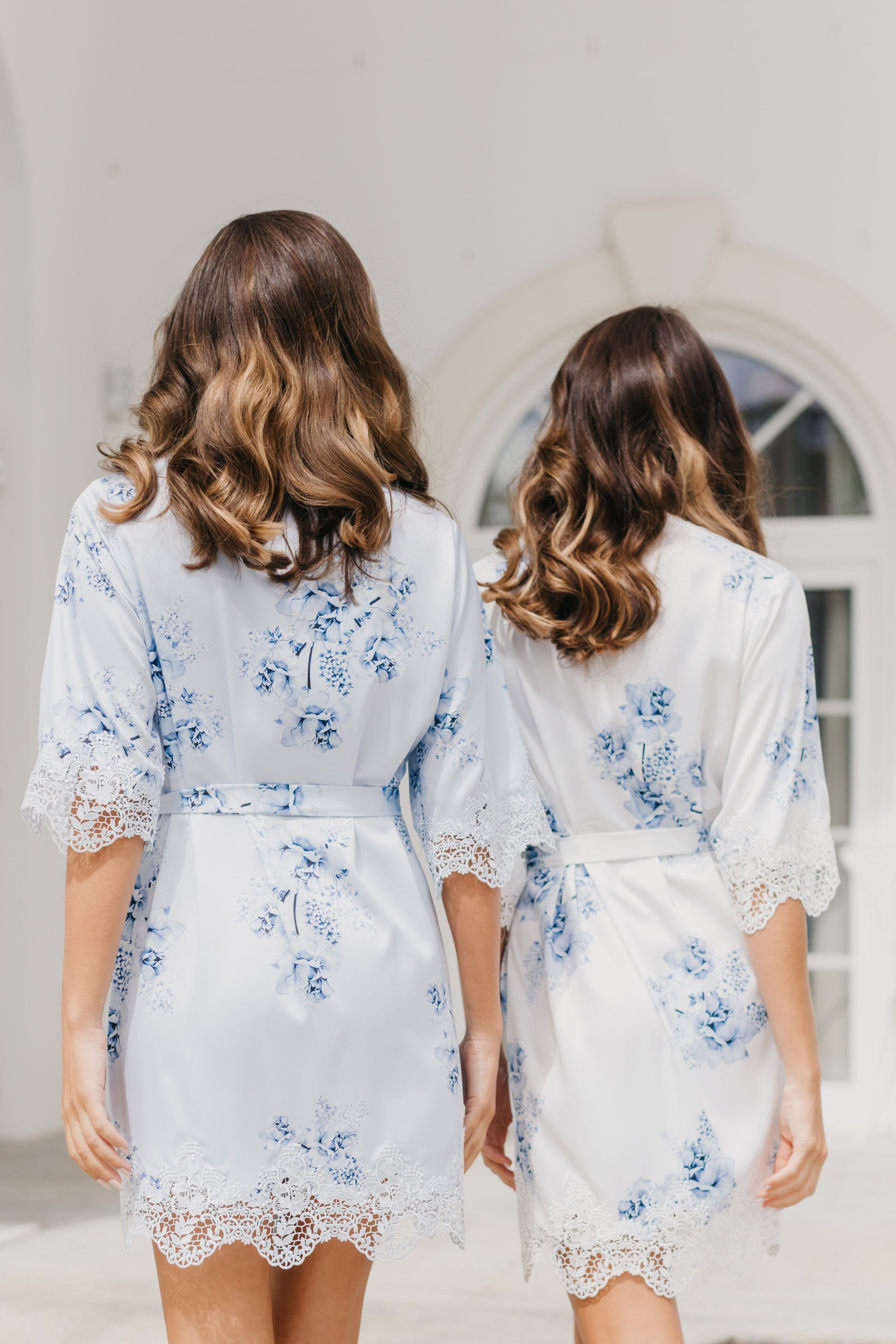 Ivana Bleu De Fleur Printed Robe - Floral Kimono Cover Up for Women, Lightweight Summer Beach Dress, Perfect for Poolside, Vacation & Boho Fashion