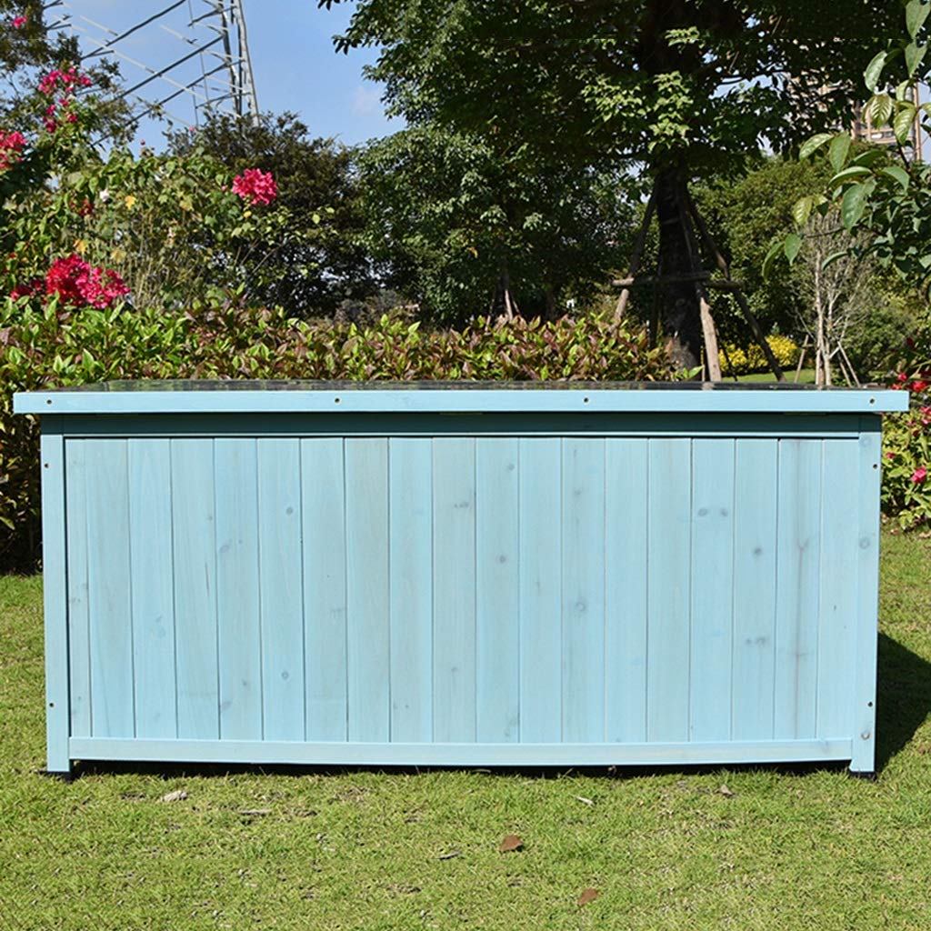 Premium Solid Wood Outdoor Storage Cabinet - Waterproof Garden Tools Organizer, Shoe Bench & Courtyard Shed (132×66×60.5cm, Blue) - Perfect for Patio, Backyard & Garage Organization