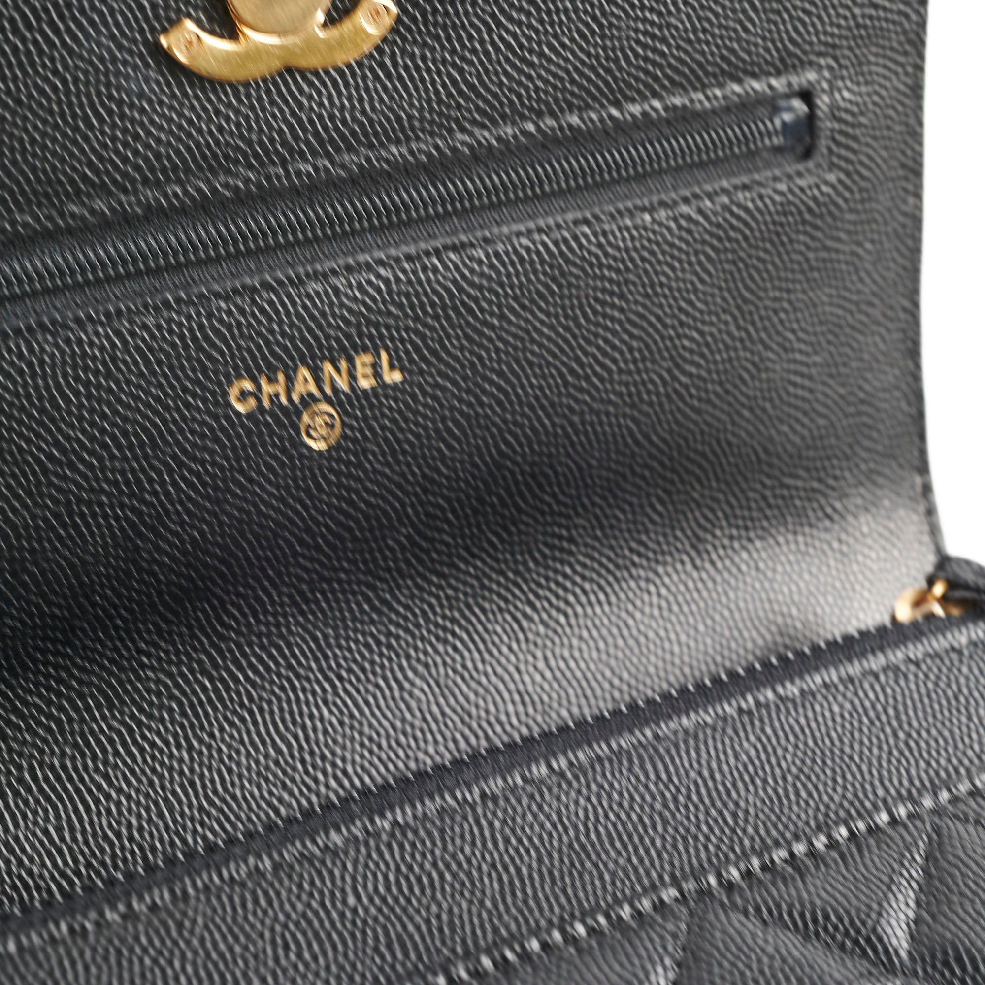 Chanel Black Caviar Leather Top Handle Wallet On Chain WOC with Gold Hardware & Microchip - Perfect for Evening Events, Parties & Luxury Fashion Accessories