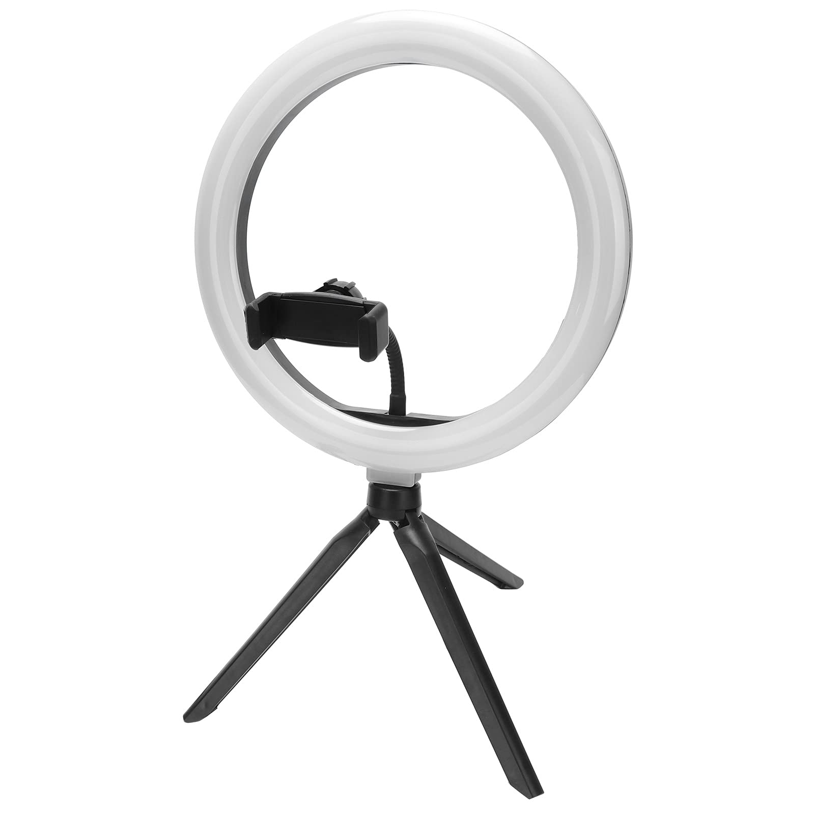 Dimmable LED Circle Light - 10 Brightness Levels, Makeup Lamp with Phone Holder for Vanity, Selfie & Video Lighting - Perfect for Makeup Application, Content Creation & Home Office Desk Lighting