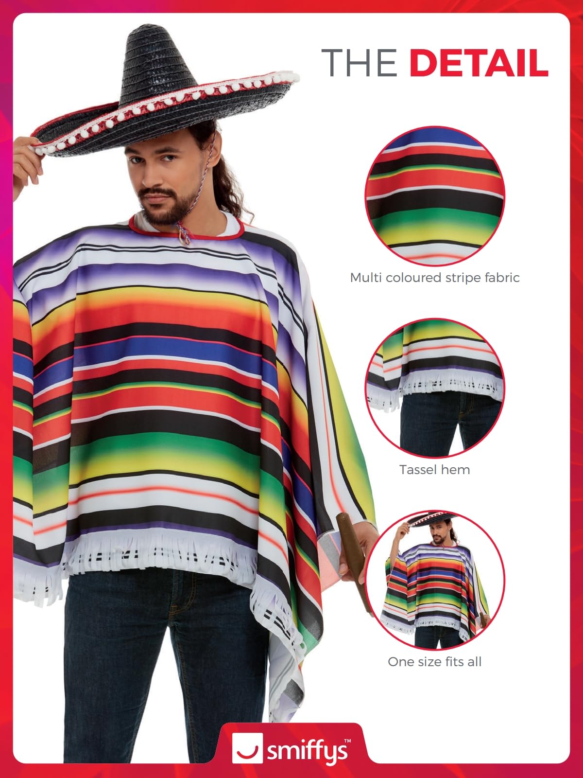 Smiffy's Men's Poncho - Waterproof & Lightweight Rain Cape for Outdoor Activities, Camping, Hiking & Festivals