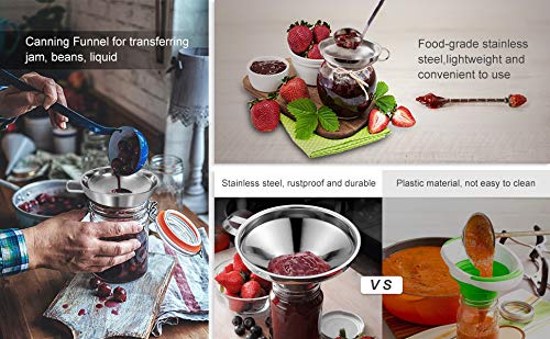 2023 Premium Stainless Steel Canning Funnel for Wide & Regular Mouth Mason Jars - Large Kitchen Funnel with Handle for Liquids, Dry Ingredients - Perfect for Home Canning, Preserving, Baking & Cooking