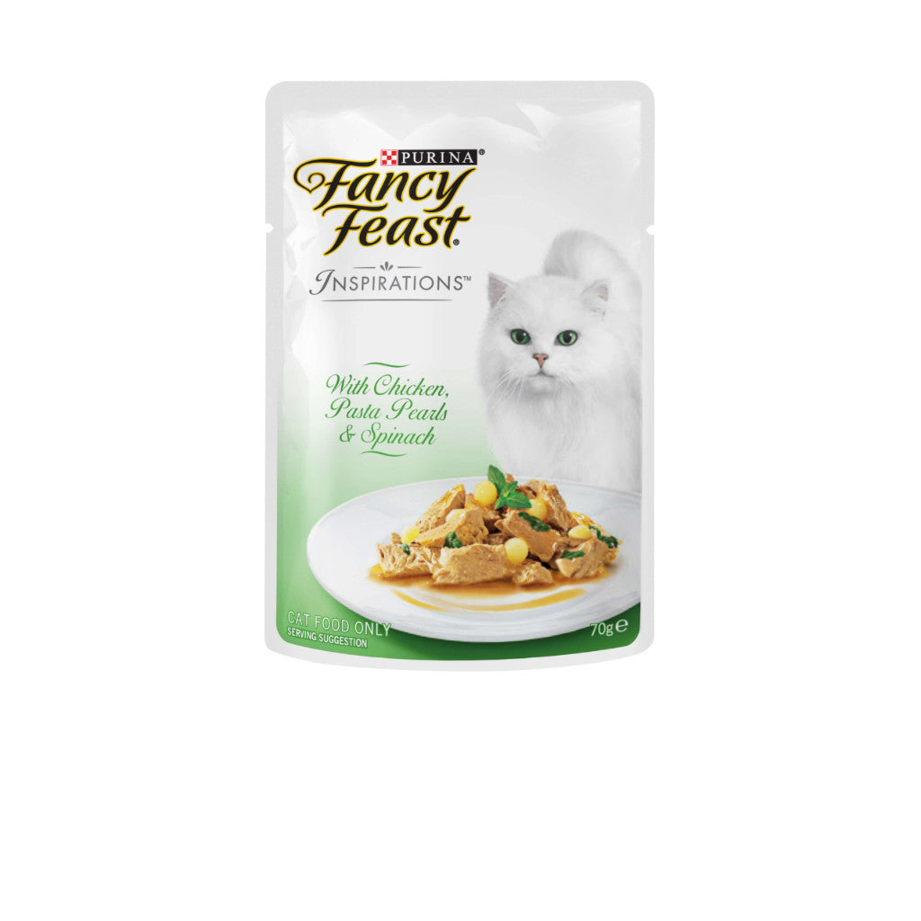 Fancy Feast Inspirations 70g Cat Food - Chicken, Courgette, Tomato, Tuna, Beef & Salmon - Delicious & Nutritious Wet Food for Adult Cats - Perfect for Mealtime, Treats & Weight Management