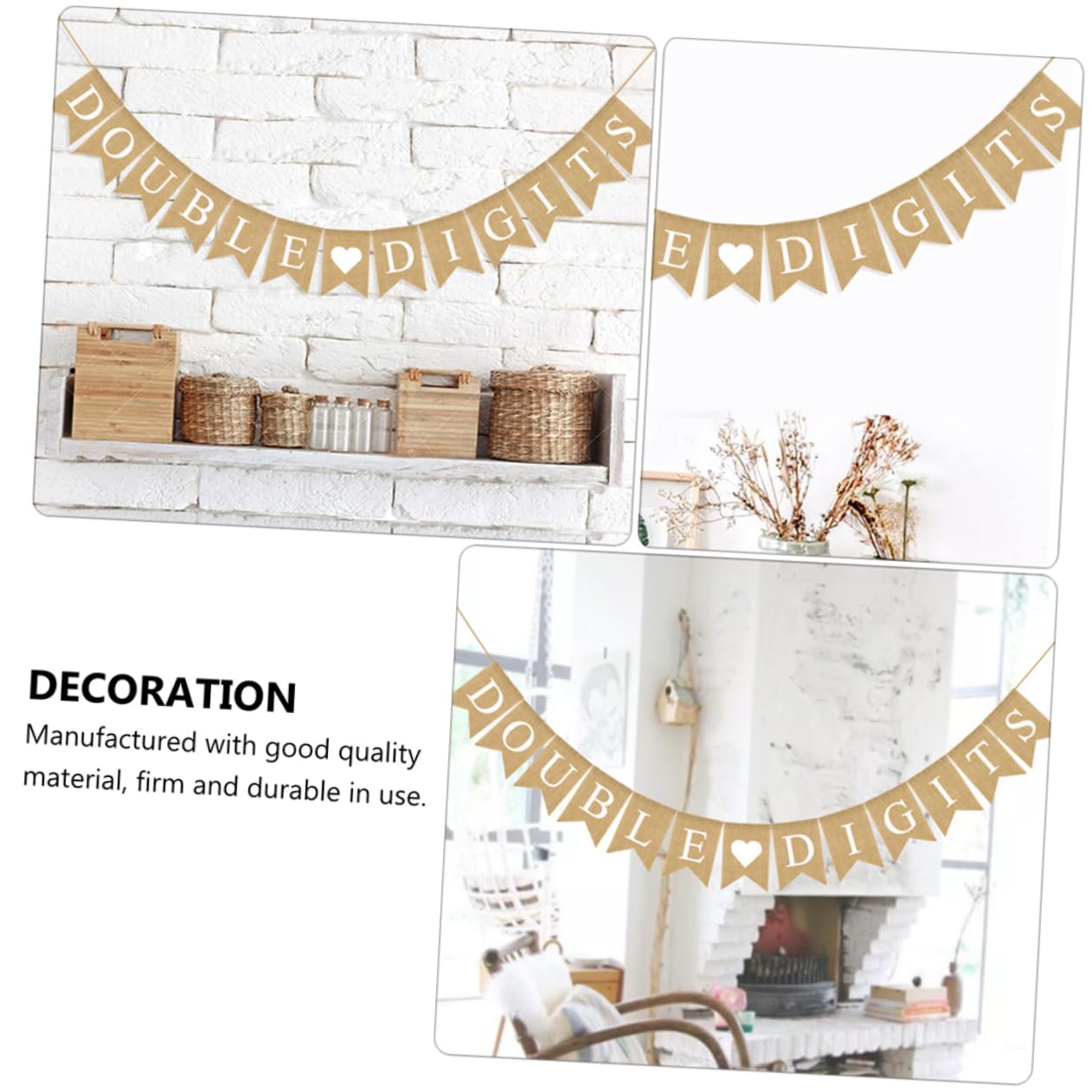 ABOOFAN 10th Birthday Party Decorations - Linen Hay Banner & Photo Backdrop for Farm Theme Celebrations, Kids Birthday Party Supplies, Rustic Party Decor
