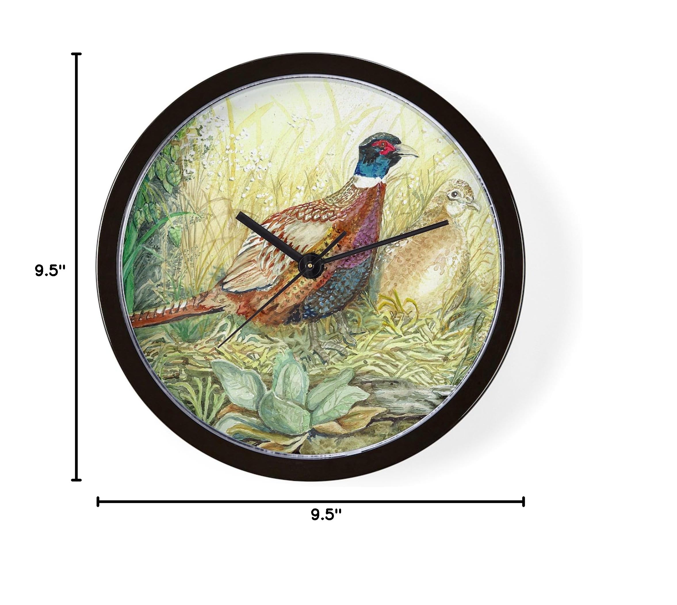 Pheasant 10-Inch Wall Clock - Decorative Home & Office Clock for Living Room, Kitchen, Bedroom - Perfect for Farmhouse, Rustic, or Nature-Themed Decor