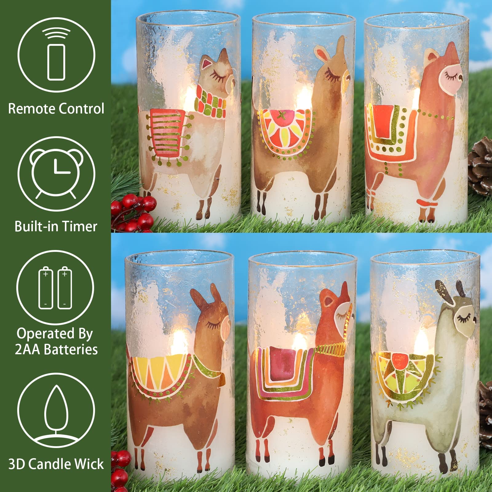 MELTONE Flameless LED Candles with Remote - Realistic Flickering Alpaca & Sheep Design - Perfect for Home, Party, Bedroom, Christmas, Valentine's Day Decor - Set of 3 - Ideal for Romantic Dinners, Cozy Nights & Holiday Celebrations