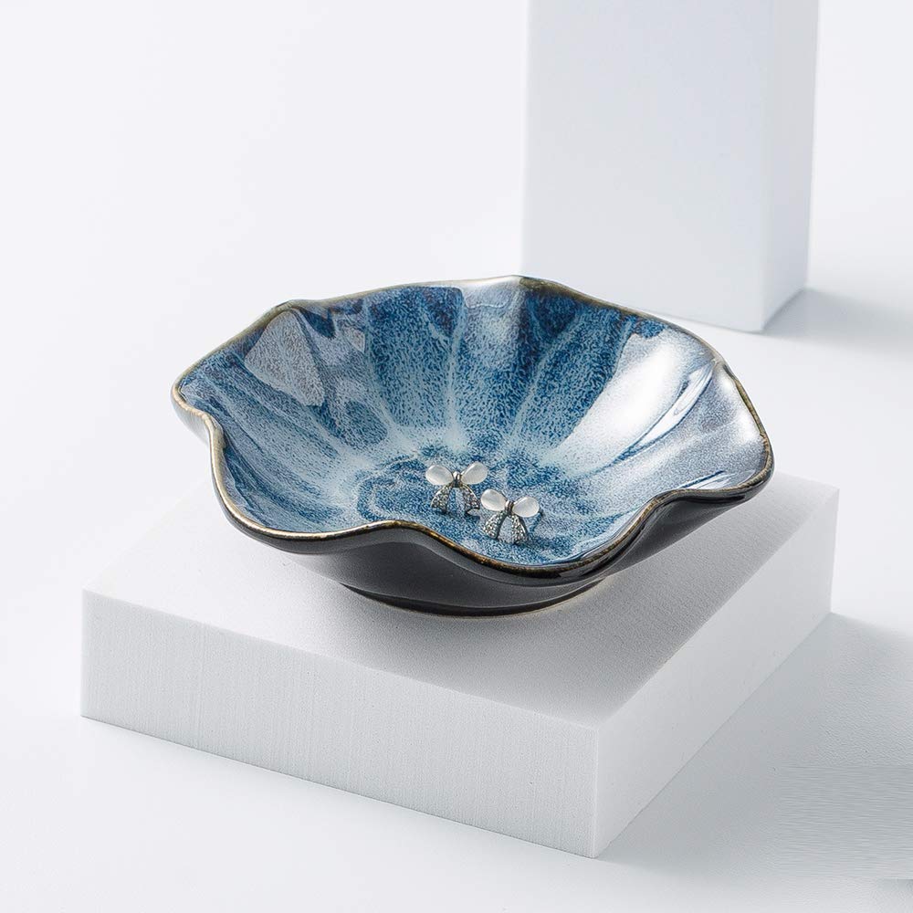 Leaf-Shaped Jewelry Tray & Ring Holder - Elegant Earring Stand, Key Bowl & Trinket Dish - Perfect Women's Birthday Gift & Friend Present (Blue) - Ideal for Bedroom Vanity, Bathroom Organization & Gift Giving