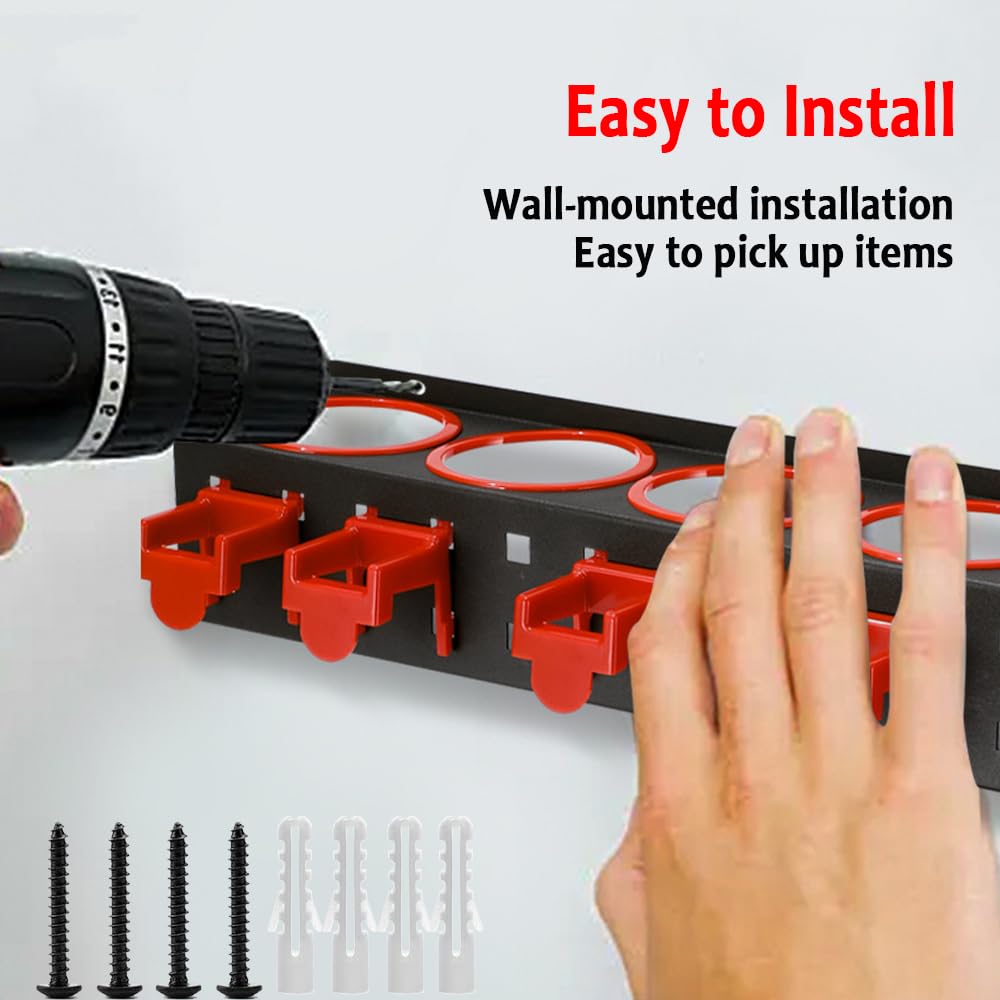2 Pack Wall Mounted Spray Bottle Holder & Aerosol Can Organizer - Garage Storage Rack with Car Cleaning Brush Kit | Perfect for Car Detailing, Home Cleaning & Workshop Organization