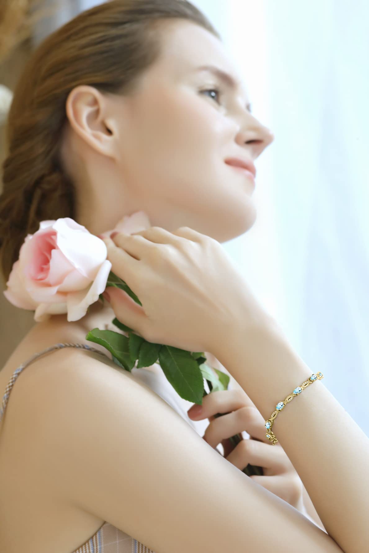 Elegant Women's Birthstone Bracelet - Oval Cut Swirl Design with Genuine/Synthetic Gemstones | Sterling Silver or Gold Flash Tennis Bracelet | Perfect Gift for Birthday, Anniversary & Special Occasions | Comes with Beautiful Gift Box