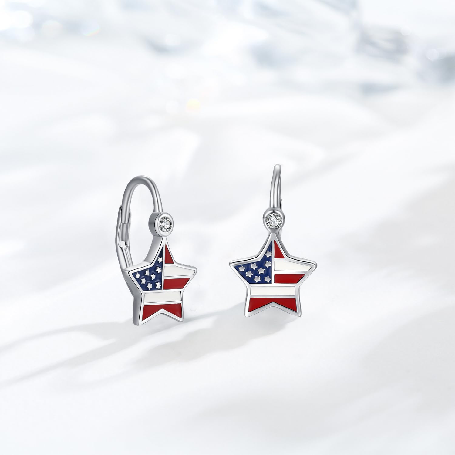 925 Sterling Silver American Flag Earrings for Women - Patriotic USA Jewelry, Perfect for 4th of July, Independence Day & Birthday Gifts | Great for Parties, Celebrations & Everyday Wear