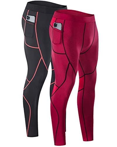 Milin Naco Men's Compression Pants - High Performance Running, Skiing & Workout Leggings - Moisture Wicking Base Layer for Sports & Fitness Activities