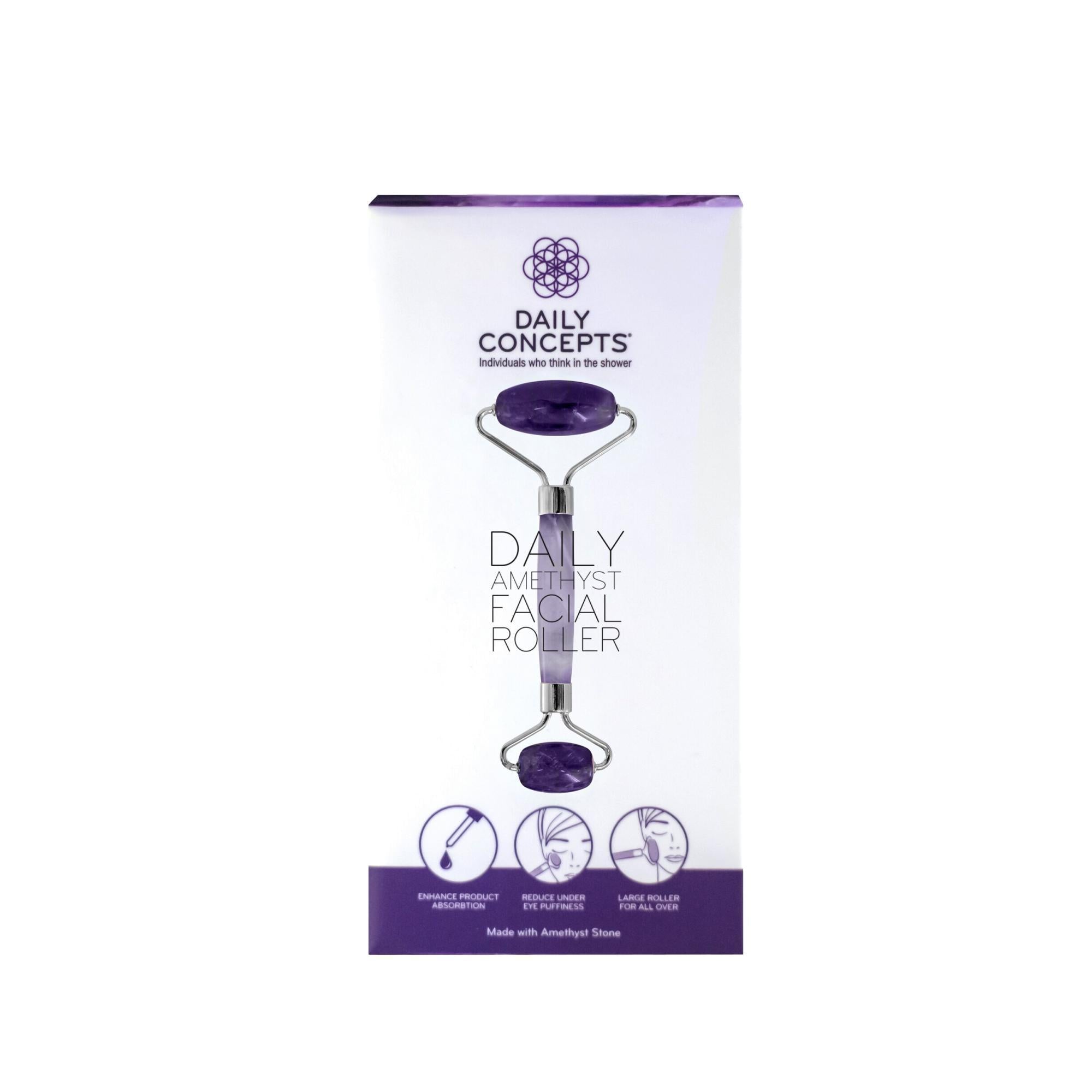Amethyst Facial Roller for Face Massage & Skin Care - Natural Crystal Stone Roller to Reduce Puffiness & Wrinkles - Perfect for Home Spa, Relaxation & Skincare Routine