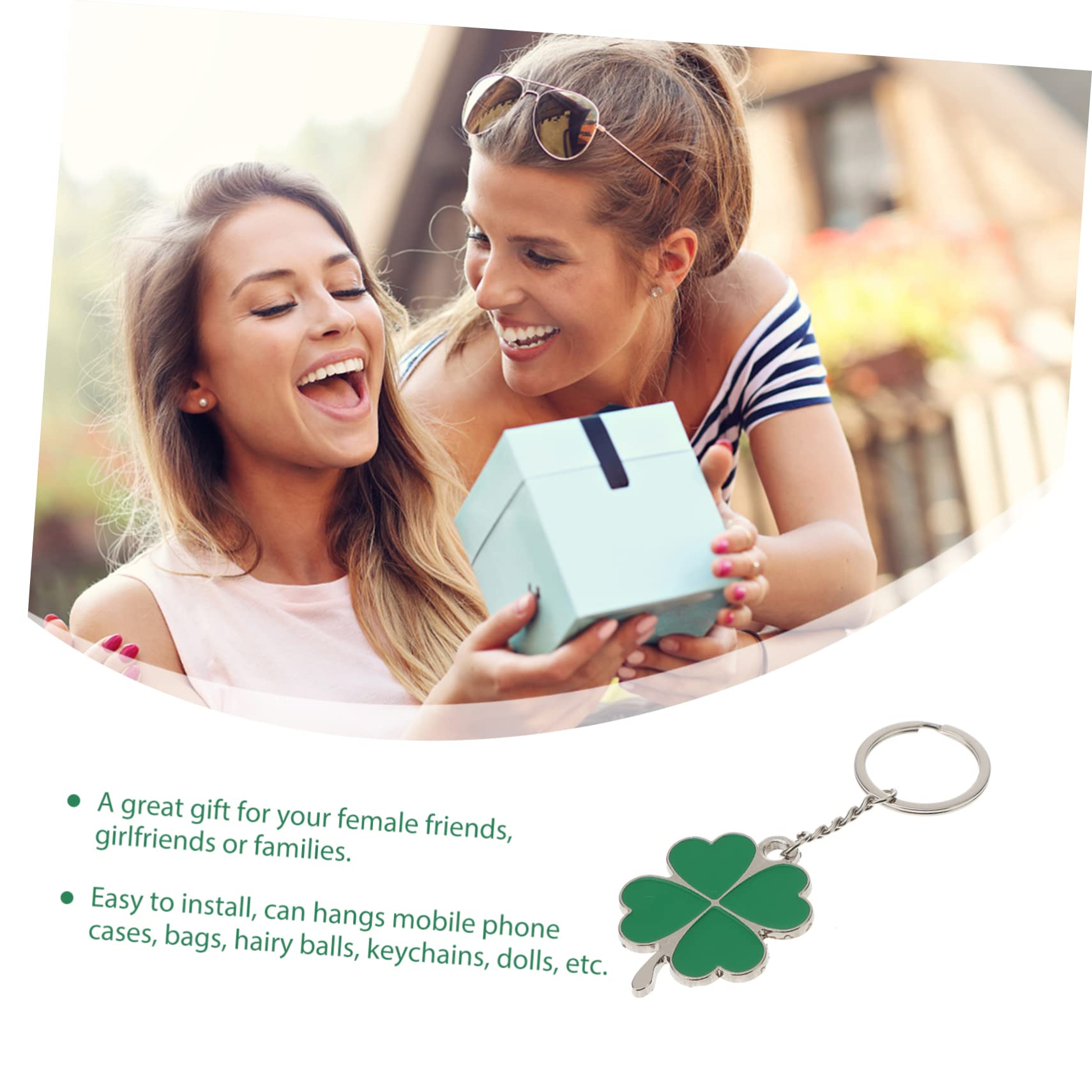 Lucky Four Leaf Clover Keychain - Metal Shamrock Keyring with Green Leaf Pendant Charm for St. Patrick's Day Gifts, Irish Decor & Good Luck Accessories | Perfect for Keychains, Backpacks, Gifts & Party Favors