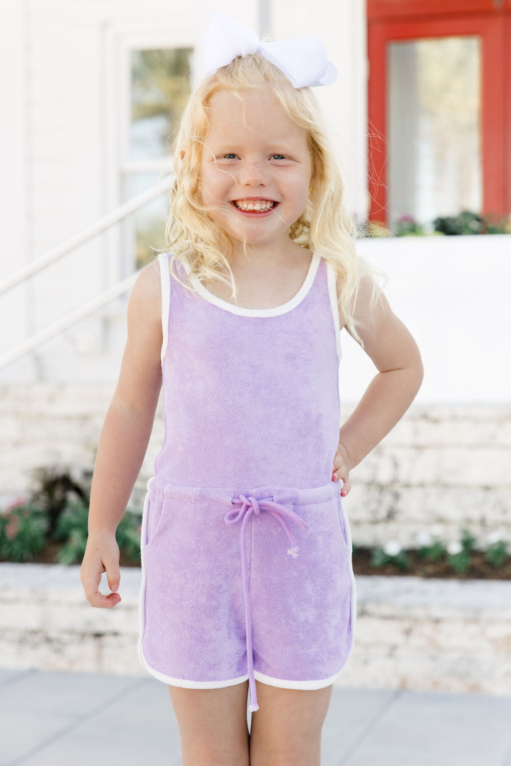 Rylee Kids' Lilac Terry Cloth Romper - Soft & Comfortable Baby Jumpsuit for Girls | Perfect for Playtime, Daycare & Summer Outfits