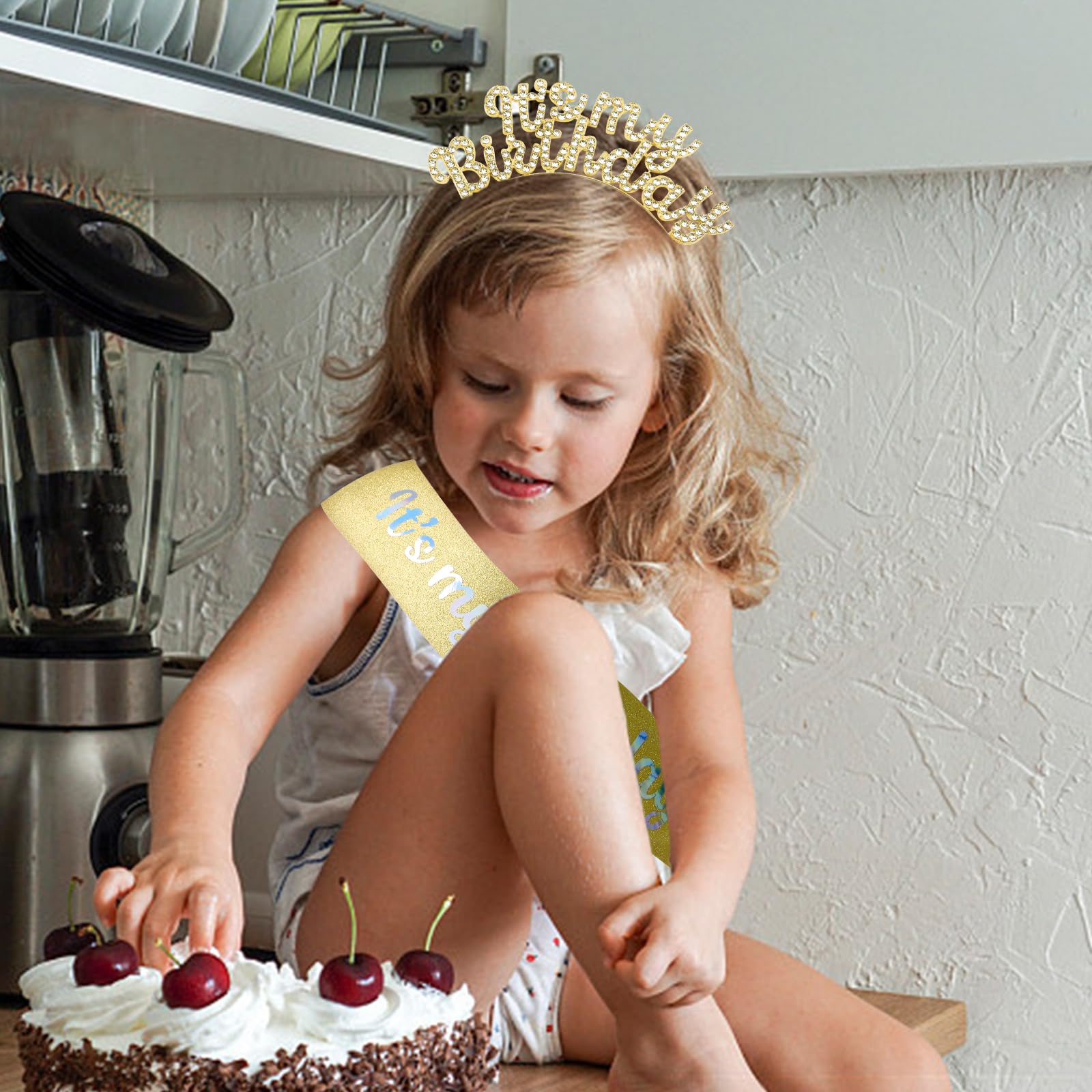 Gold 'It's My Birthday' Headband & Sash Set for Women & Girls - Perfect for Birthday Parties, Bachelorette, Bridal Showers & Special Occasions