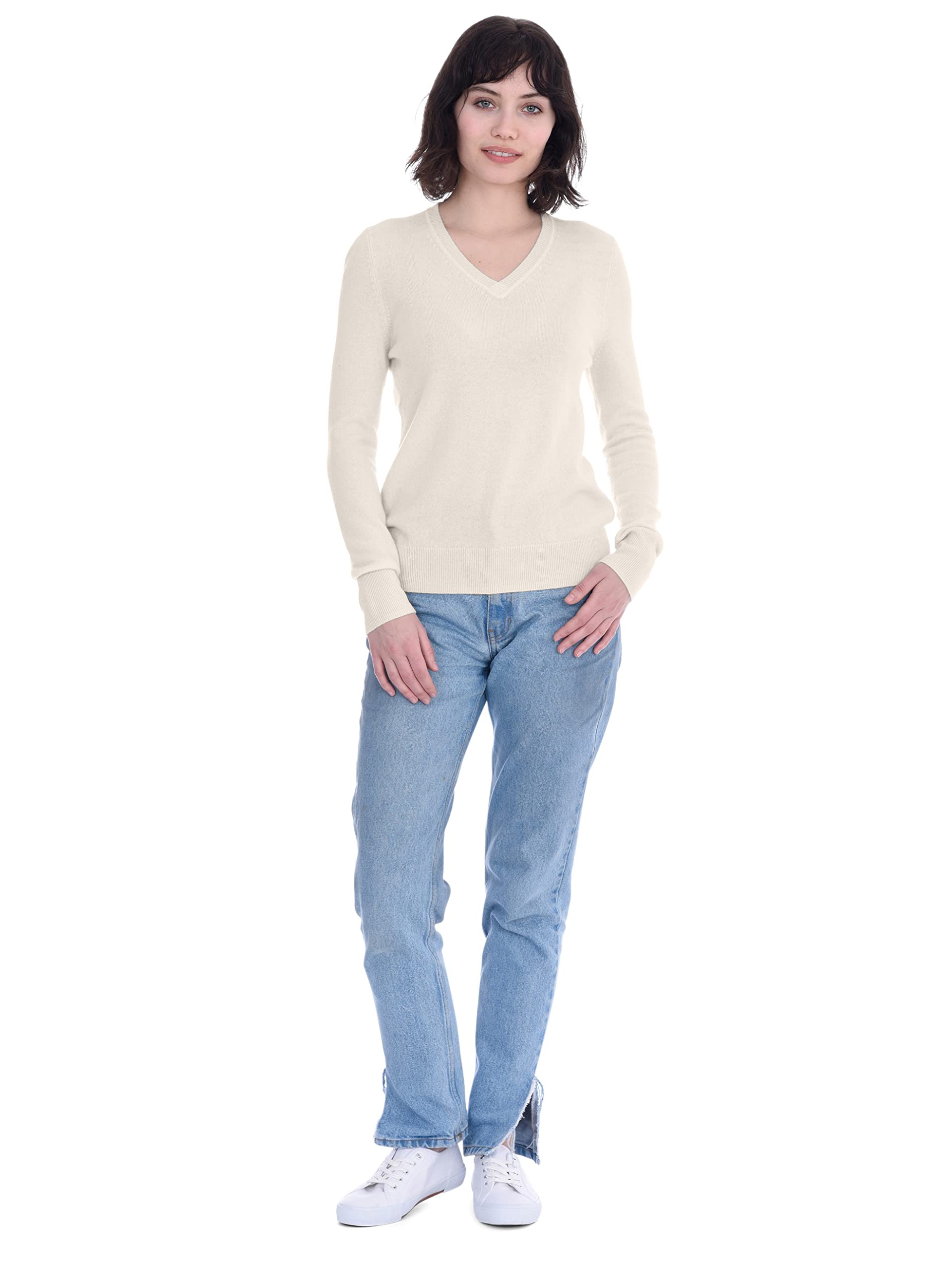Luxury 100% Pure Cashmere Women's V-Neck Sweater - Soft Long Sleeve Pullover for Women | Perfect for Office Wear, Date Nights & Winter Layering