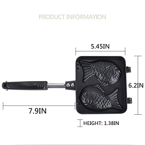 Japanese Taiyaki Fish Shaped Waffle Maker - 2-Sided Cast Iron Baking Pan for Homemade Desserts, DIY Cooking & Housewarming Gifts | Perfect for Japanese Snacks, Breakfast & Party Food