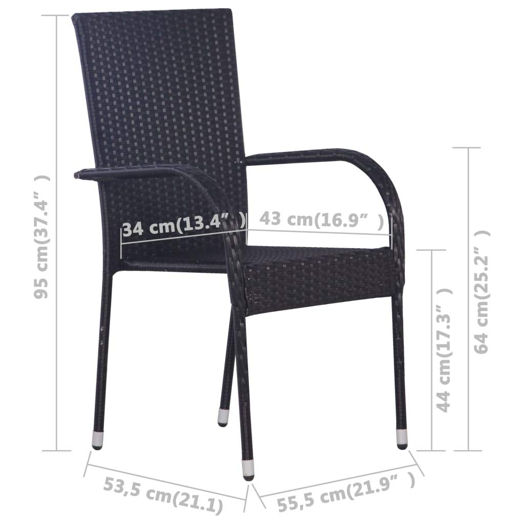 vidaXL 3-Piece Patio Dining Set - Outdoor Table & Chairs, Black Farmhouse Garden Furniture for Backyard, Deck, or Poolside Dining