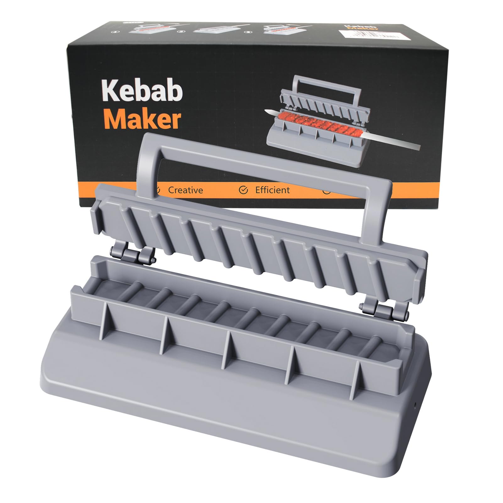Premium Large Kebab Maker Press - Gray Plastic Manual Kabob Mould for Perfect Homemade Kofta & Shish Kebabs | Professional BBQ Skewer Tool for Backyard Grilling, Party Cooking & Middle Eastern Cuisine
