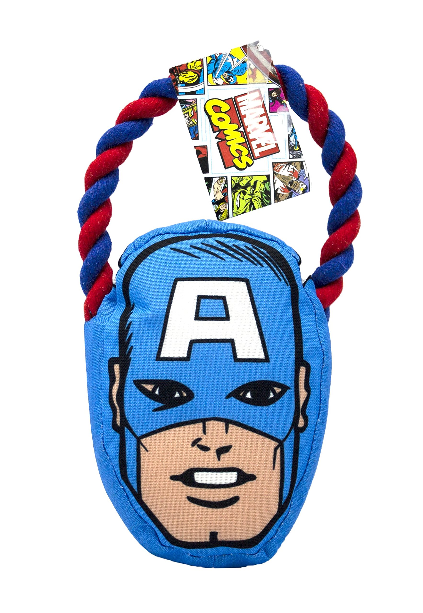 Marvel Comics Superhero Rope Pull Toy for Dogs - Officially Licensed Squeaky Chew Toy for Pets - Perfect for Playtime, Training & Interactive Fun