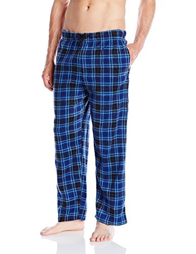 Essentials by Seven Apparel Men's Plaid Microfleece Lounge Pants - Navy Blue - Soft & Warm Winter Sleepwear for Home, Travel & Casual Wear